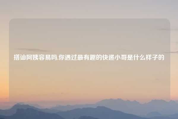 搭讪阿姨容易吗,你遇过最有趣的快递小哥是什么样子的