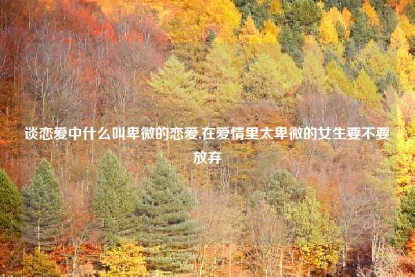 谈恋爱中什么叫卑微的恋爱,在爱情里太卑微的女生要不要放弃