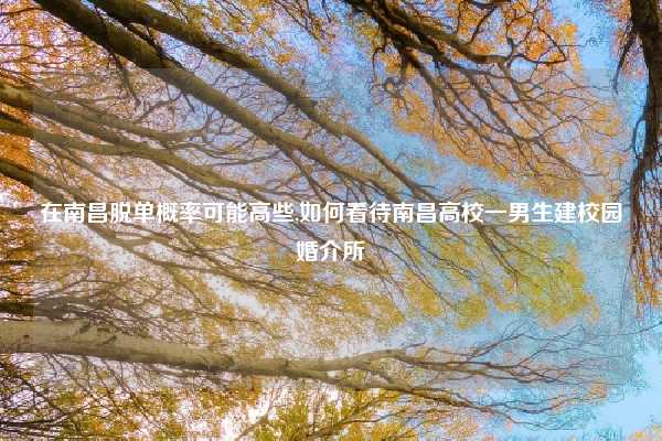 在南昌脱单概率可能高些,如何看待南昌高校一男生建校园婚介所