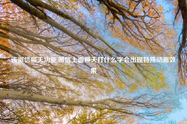 该微信聊天功能,微信上面聊天打什么字会出现特殊动画效果