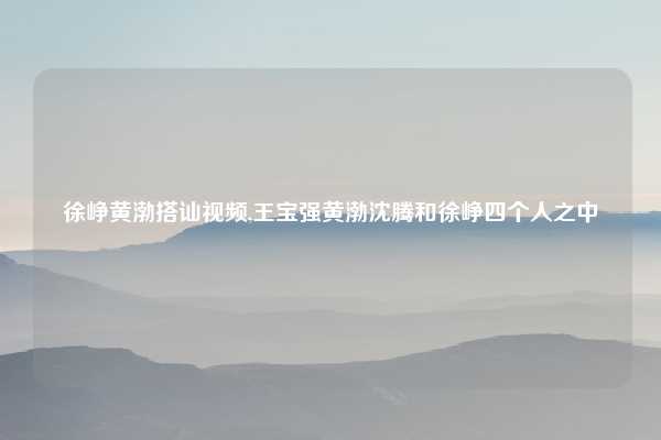 徐峥黄渤搭讪视频,王宝强黄渤沈腾和徐峥四个人之中