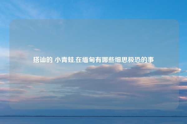 搭讪的 小青蛙,在缅甸有哪些细思极恐的事