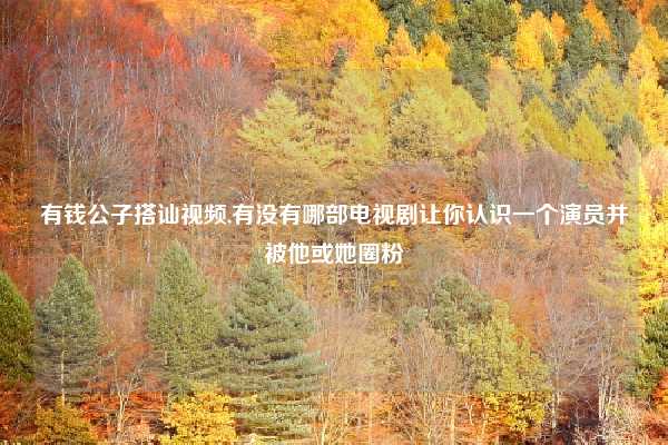 有钱公子搭讪视频,有没有哪部电视剧让你认识一个演员并被他或她圈粉