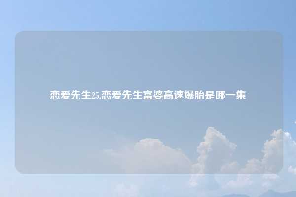 恋爱先生25,恋爱先生富婆高速爆胎是哪一集