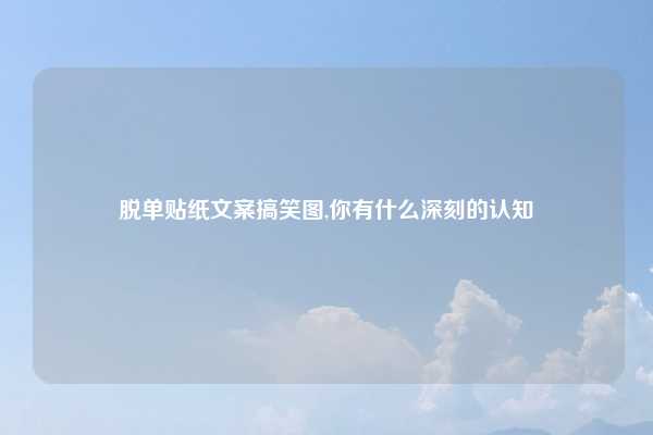 脱单贴纸文案搞笑图,你有什么深刻的认知