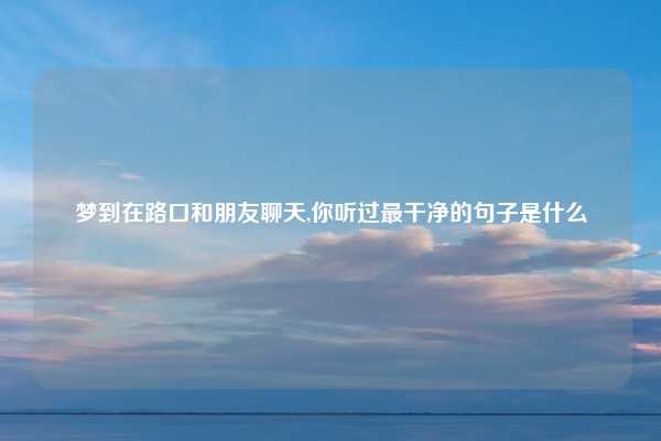 梦到在路口和朋友聊天,你听过最干净的句子是什么