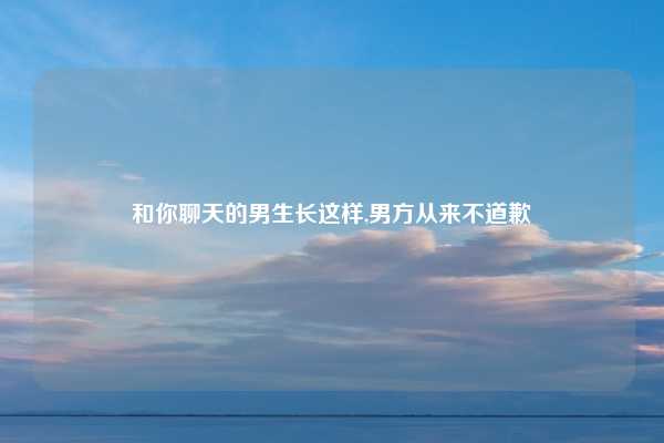 和你聊天的男生长这样,男方从来不道歉