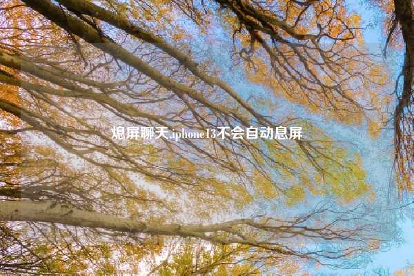熄屏聊天,iphone13不会自动息屏