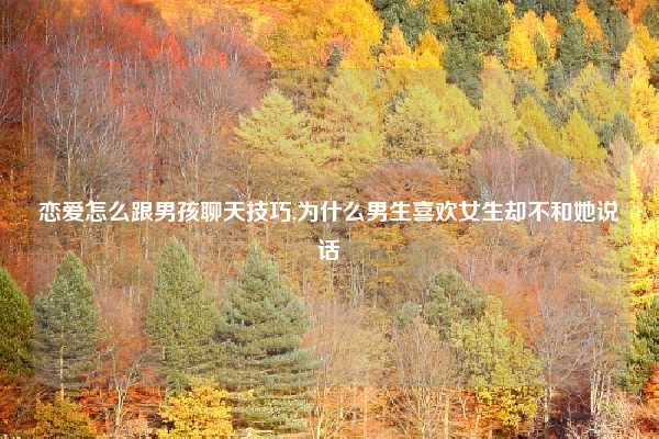 恋爱怎么跟男孩聊天技巧,为什么男生喜欢女生却不和她说话