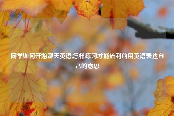 同学如何开始聊天英语,怎样练习才能流利的用英语表达自己的意思