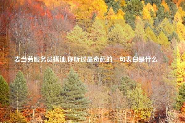 麦当劳服务员搭讪,你听过最奇葩的一句表白是什么​​​