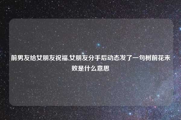 前男友给女朋友祝福,女朋友分手后动态发了一句树前花未败是什么意思