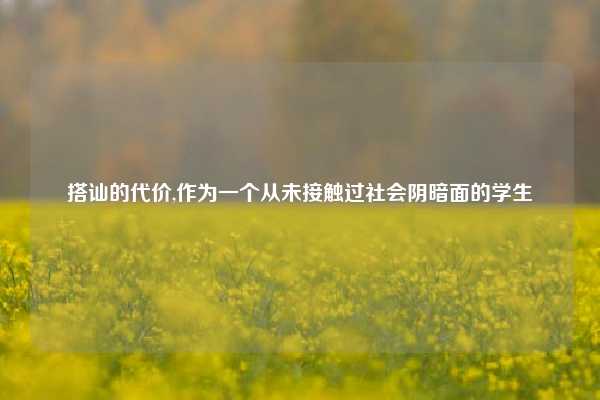 搭讪的代价,作为一个从未接触过社会阴暗面的学生