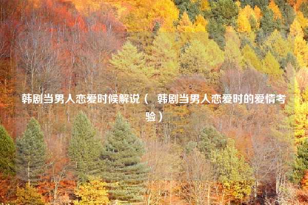 韩剧当男人恋爱时候解说（  韩剧当男人恋爱时的爱情考验）