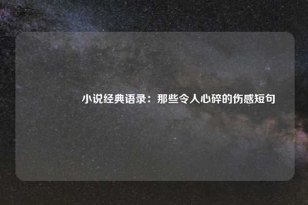 💔  小说经典语录：那些令人心碎的伤感短句