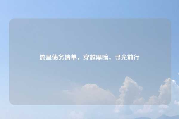 流星债务清单，穿越黑暗，寻光前行