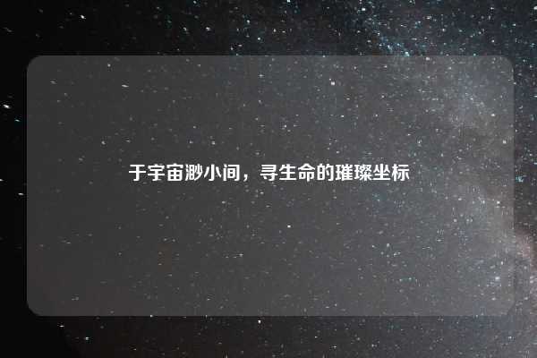 于宇宙渺小间，寻生命的璀璨坐标