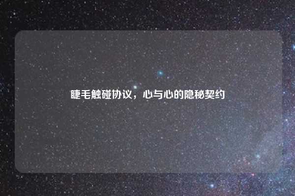 睫毛触碰协议,心与心的隐秘契约