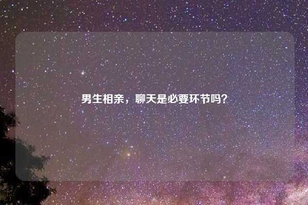 男生相亲，聊天是必要环节吗？