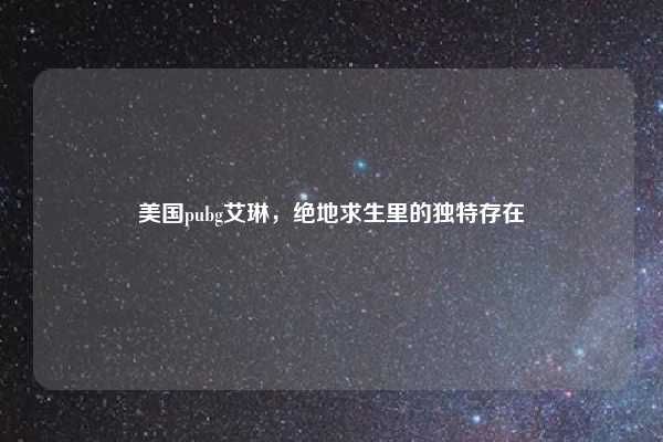 美国pubg艾琳，绝地求生里的独特存在