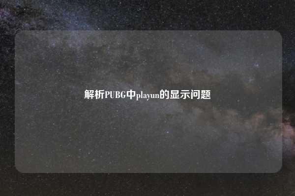 解析PUBG中playun的显示问题