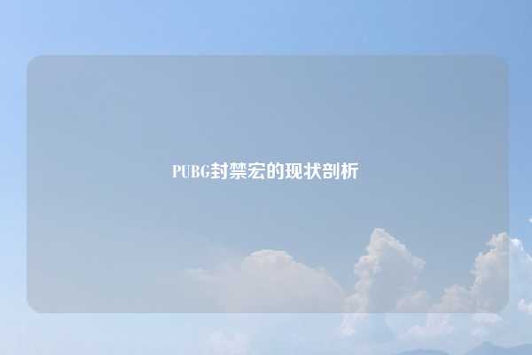 PUBG封禁宏的现状剖析