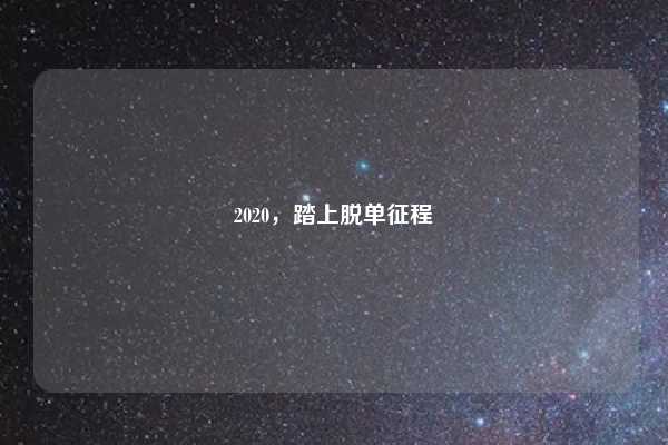 2020，踏上脱单征程