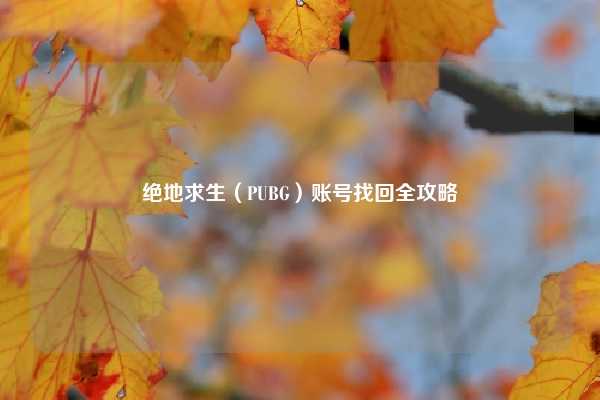 绝地求生（PUBG）账号找回全攻略