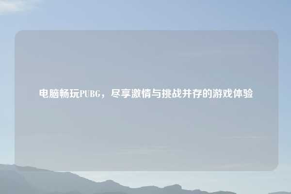 电脑畅玩PUBG，尽享激情与挑战并存的游戏体验