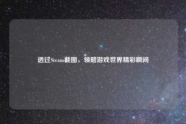透过Steam截图，领略游戏世界精彩瞬间