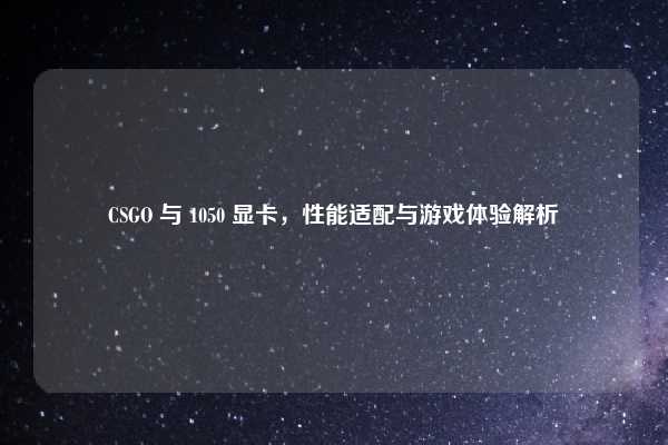 CSGO 与 1050 显卡，性能适配与游戏体验解析