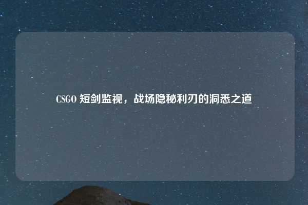 CSGO 短剑监视，战场隐秘利刃的洞悉之道