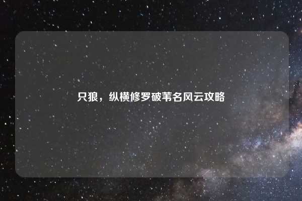 只狼，纵横修罗破苇名风云攻略