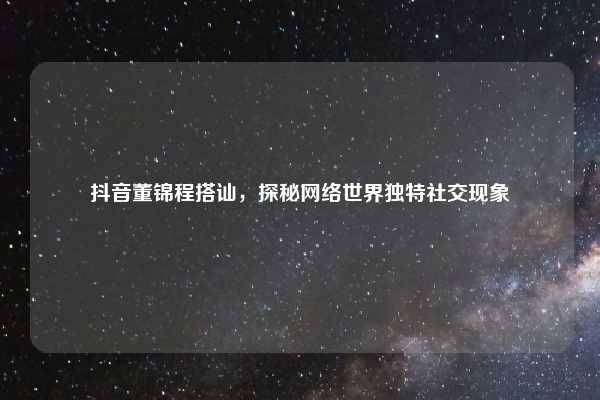 抖音董锦程搭讪，探秘网络世界独特社交现象