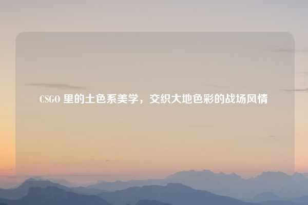 CSGO 里的土色系美学，交织大地色彩的战场风情