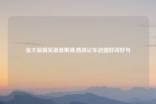 张大仙搞笑语录集锦,西游记车迟国好词好句
